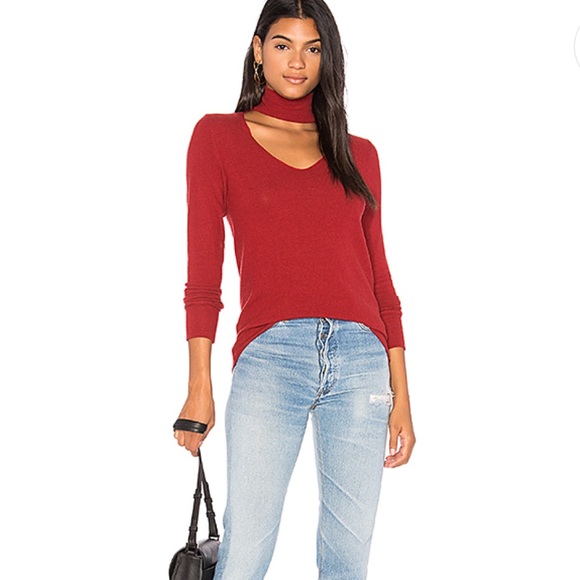 LNA BRUSHED DETACHED TURTLENECK SWEATER IN MERLOT - Picture 3 of 6